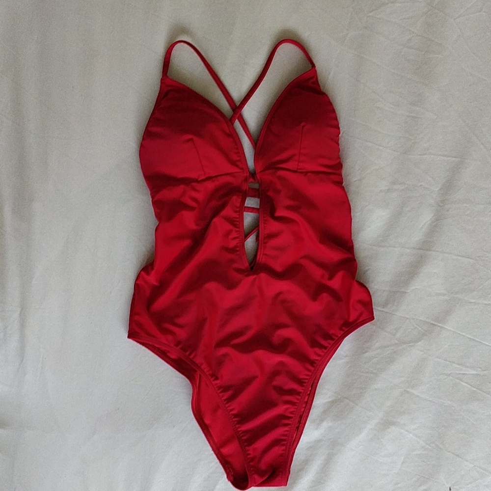 Red One Piece Swim Suit
